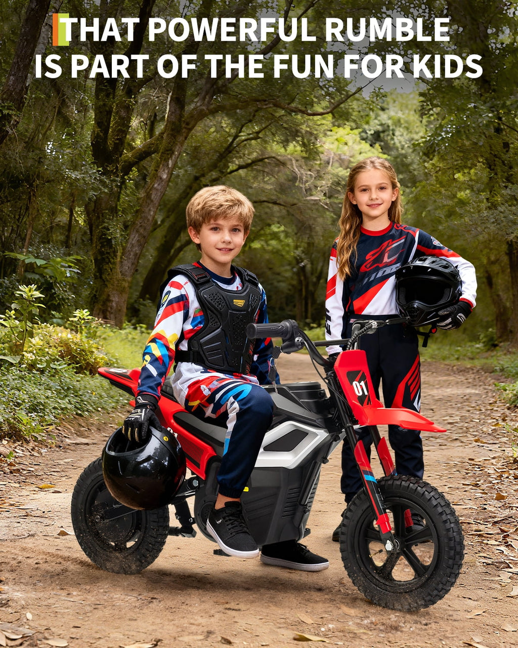 24V Kids Electric Dirt Bike, 350W Battery Powered Motorcycle with 12 Inch Fat Tires Rear Suspension Twist Throttle for Teens