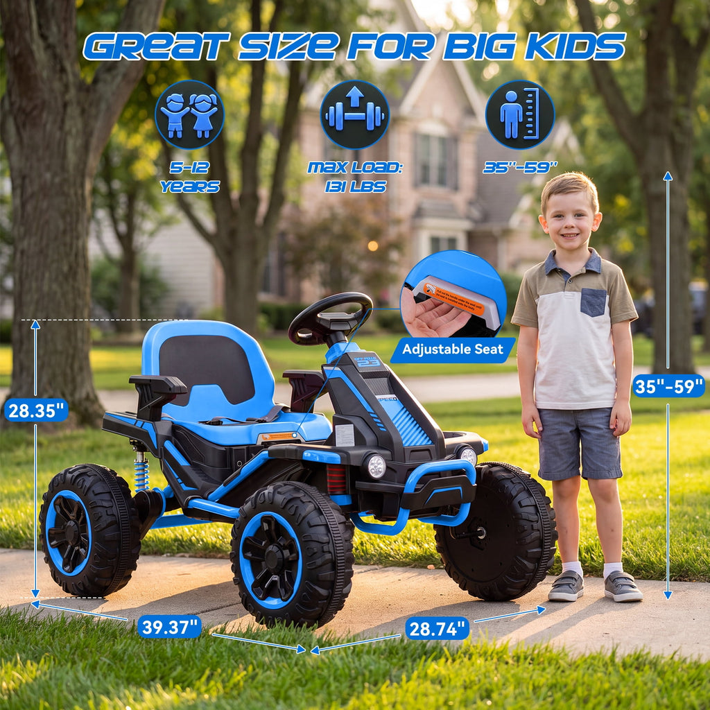 VIBESPARK 36V Ride on Toys for Big Kids Ages 6-12, 600W Ride on Cars up to 5.9 mph, Powerful 4 Wheeler Quad, Ride on ATV W/ Adjustable Seat, Ball-bearing Design, Power Display, Light Control, Green