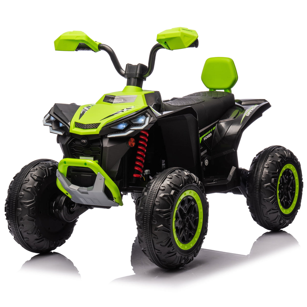 24V 2 Seater 4WD Ride on Toys ATV for Kids 4*200W 4-Wheeler Quad w/ MP3 LED Lights Music, Green