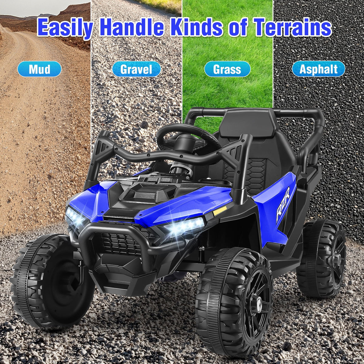 Funcid 24 Volt Ride on Toys with Remote Control & Battery Indicator, 400W Ride on UTV, Electric Car for Kids w/ Bluetooth, Music, LED Lights, Volume Adjustment Knob, 3 Speeds, Pink