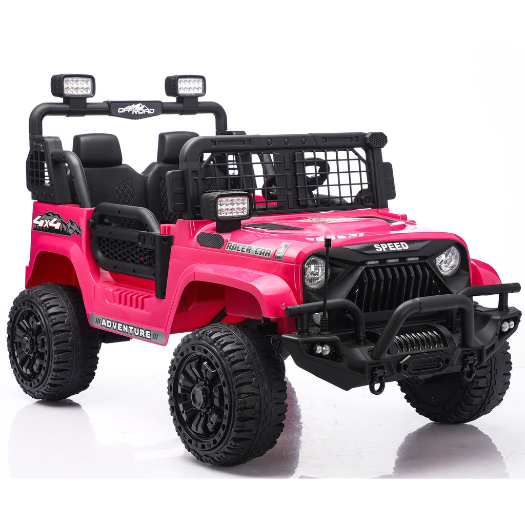 Funride 24V 2 Seater Ride On Toys with Remote Control, Kids Ride on Truck Car 800W Moter Power 4-Wheeler Suspension, 3 Speeds, Bluetooth Music, Pink