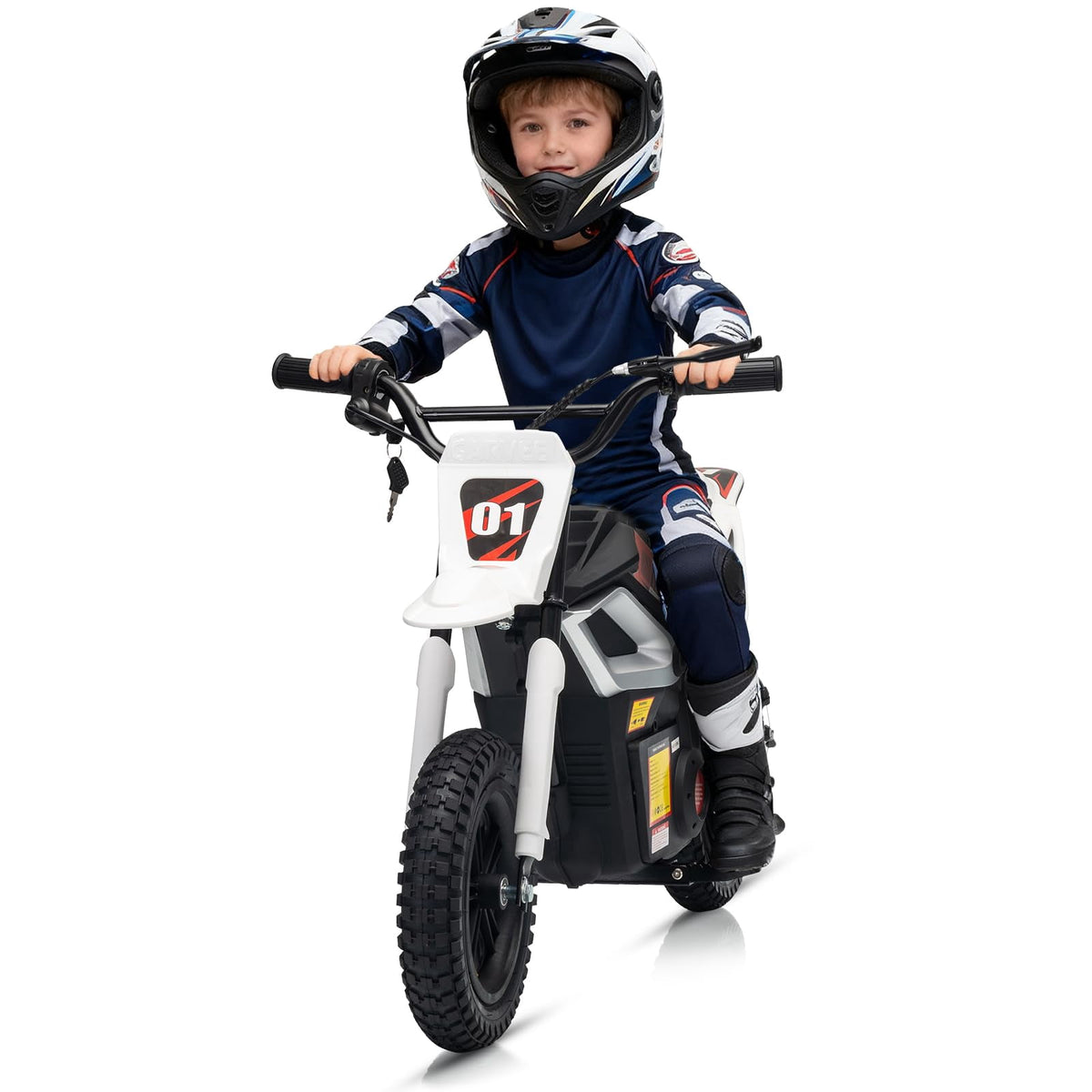 24V Kids Electric Dirt Bike, 350W Battery Powered Motorcycle with 12 Inch Fat Tires Rear Suspension Twist Throttle for Teens