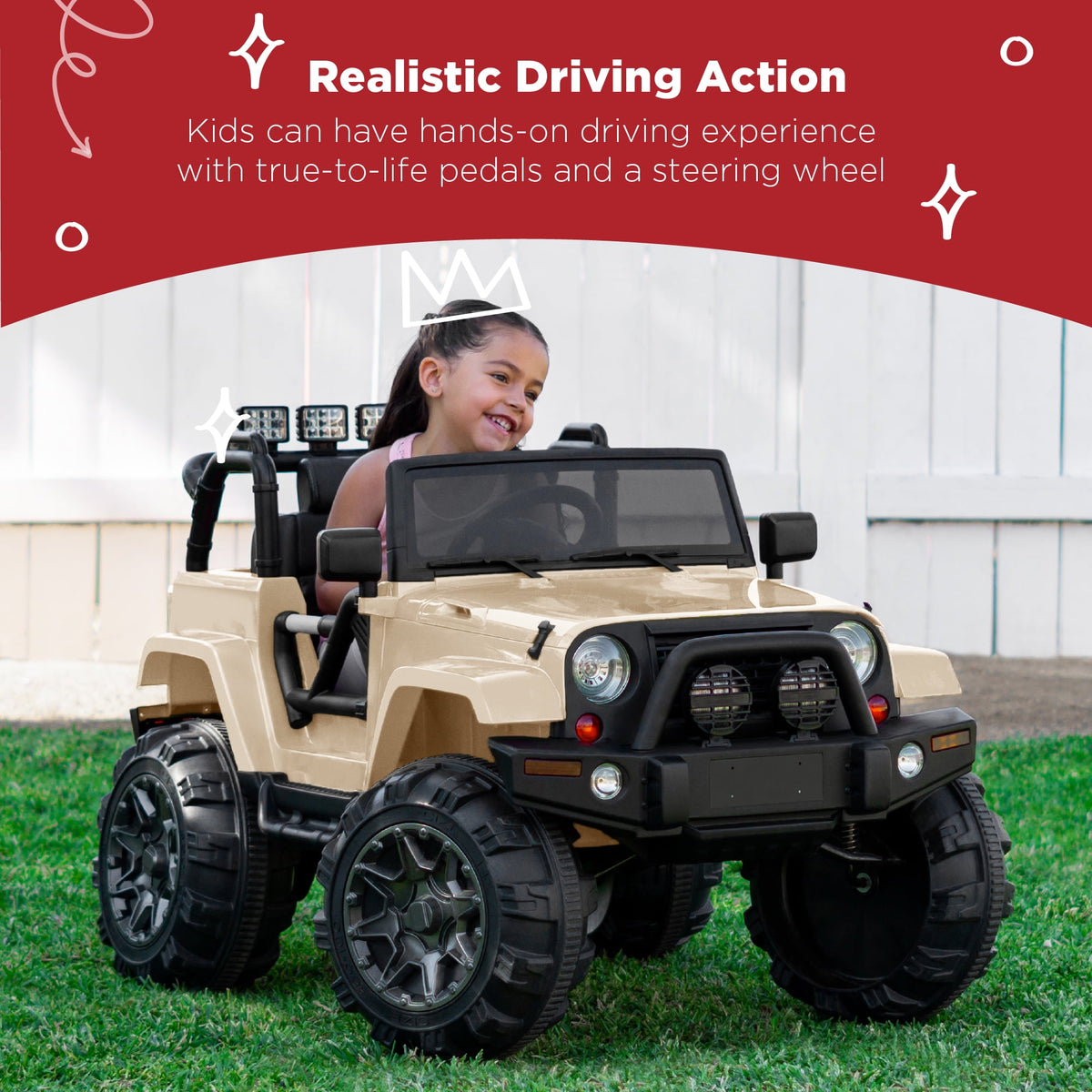 Best Choice Products Kids 24V 2-Seater Electric Ride-On Car Truck w/ Parent Control, Bluetooth, LED Lights - Red