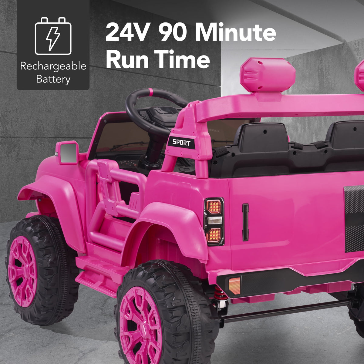 Best Choice Products Kids 24V 2-Seater Electric Ride-On Car Truck w/ Parent Control, Bluetooth, LED Lights - Red