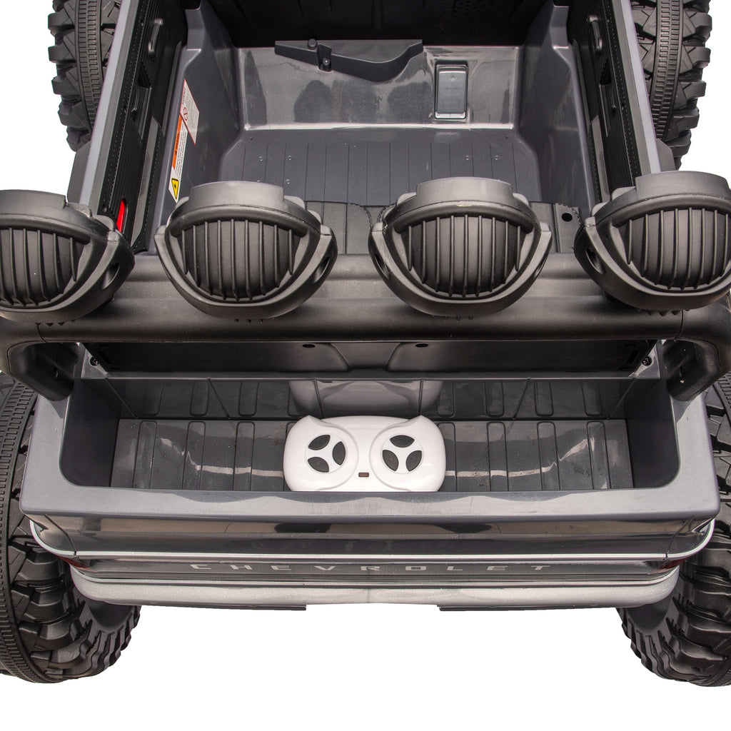 Sunnyfree Upgraded 4WD Chevrolet Cheyenne 24 Volt Ride on Toys, Electric Car for Kids, Power Truck Wheels with Remote, Bluetooth, USB, LED Lights, Black