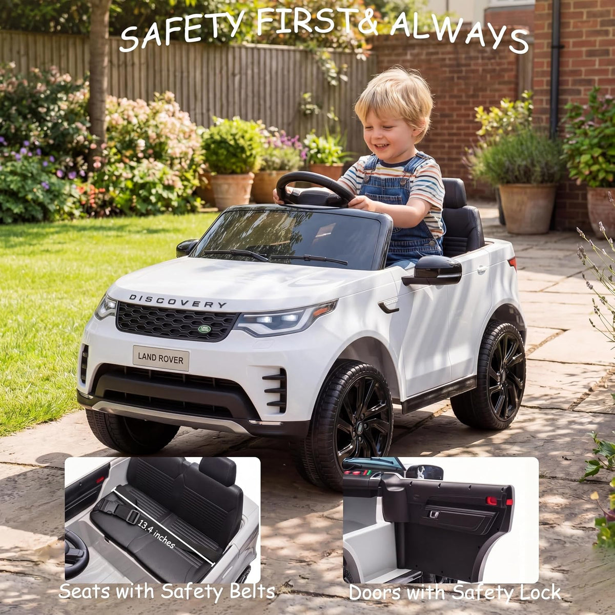 12V 4.5Ah 2-Seater Electric Ride-On Car with Parent Remote Control, Soft Start, 3 Speeds, LED Lights, Music and Safety Belt,White