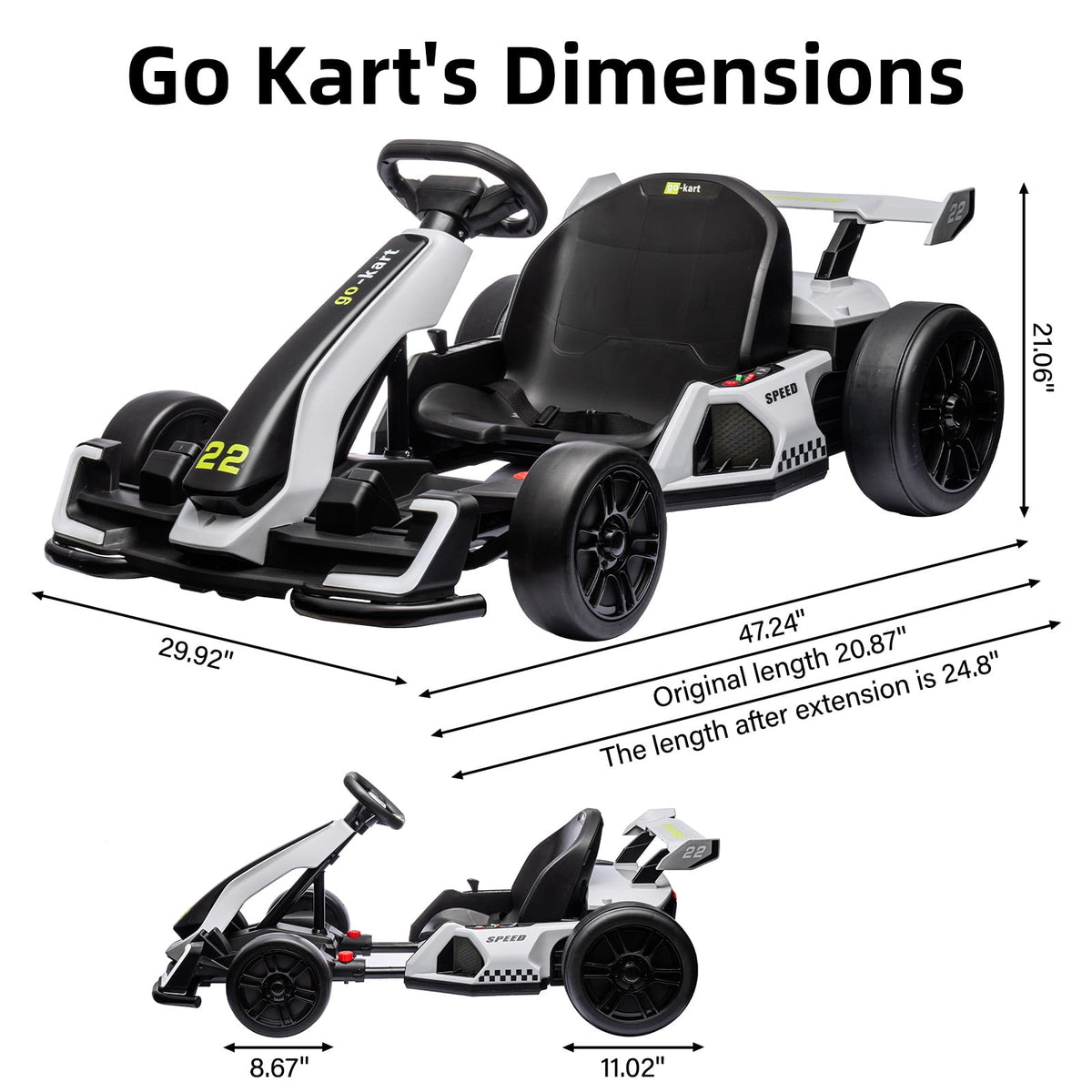 24V Kids Electric Go Kart, 300W Drift Ride-On Car with Dual 150W Motors - Adjustable Seat, 4 Speed Modes, 8.5mph Max, LED Lights, Music & Horn, Safety Belt, Outdoor Racing Toy - Red