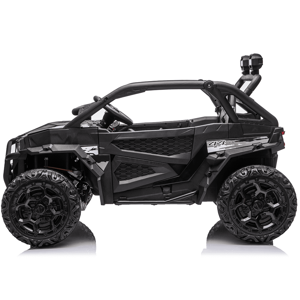 Zukpow 24V Ride Ons for Kids, 2 Seater Electric Car with Remote Control, 4x200W Motors, Power Car Wheels Ride on Toys UTV with Bluetooth Music, USB, Slow Start, LED Lights, Rear Storage Box, Black