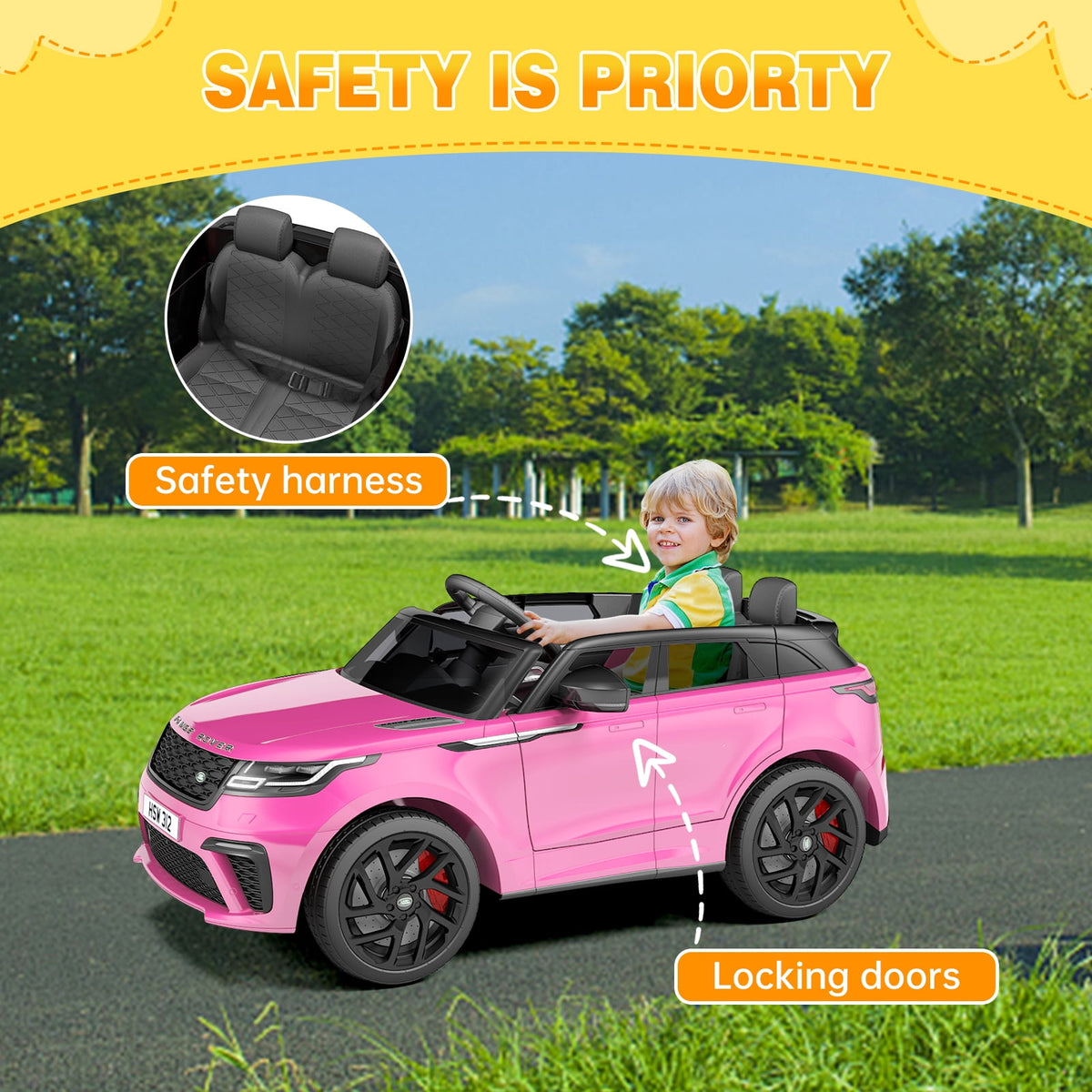 Licensed Land Rover 12V Kids Ride-On Electric Car – Remote Control, MP3, Rocking Mode, Pull Rod, Battery Powered Vehicle for Ages 4-8 – Toy Gift for Boys & Girls, Black