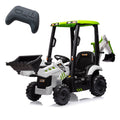 4 in 1 Ride on Excavator & Bulldozer, 12V Kids Electric Vehicle with Remote Control, Front Loader, Digger, Horn, Adjustable Seat, Excavator Ride on Car Toy, White