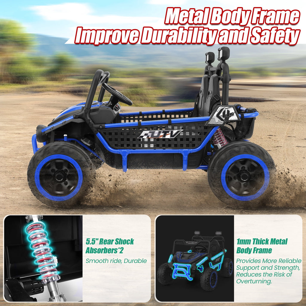 VIBESPARK XXL 24V Ride on Toys for Big Kids Ages 3-8, Key Start Metal Frame UTV with Power Display, 7AH Ride on Cars w/ 150W Motors, Bluetooth, Volume Knob, Safety Belt, Max 5mph, Pink