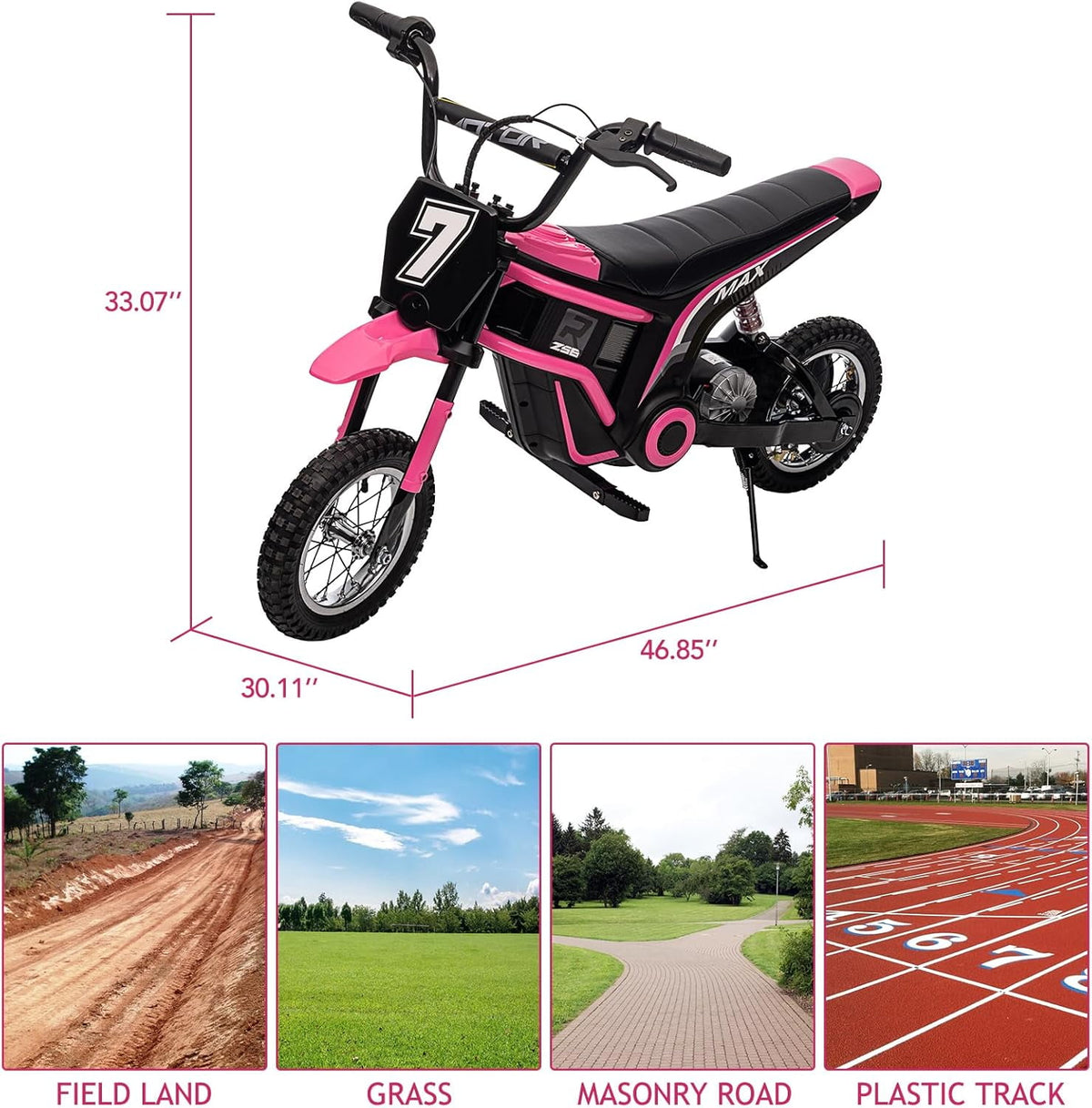 24V Electric Dirt Bike, 3-Speed Off-Road Motorcycle up to 14.29 MPH, Dual Suspension, Hydraulic Front Fork, Steel Frame, 135 lbs Capacity