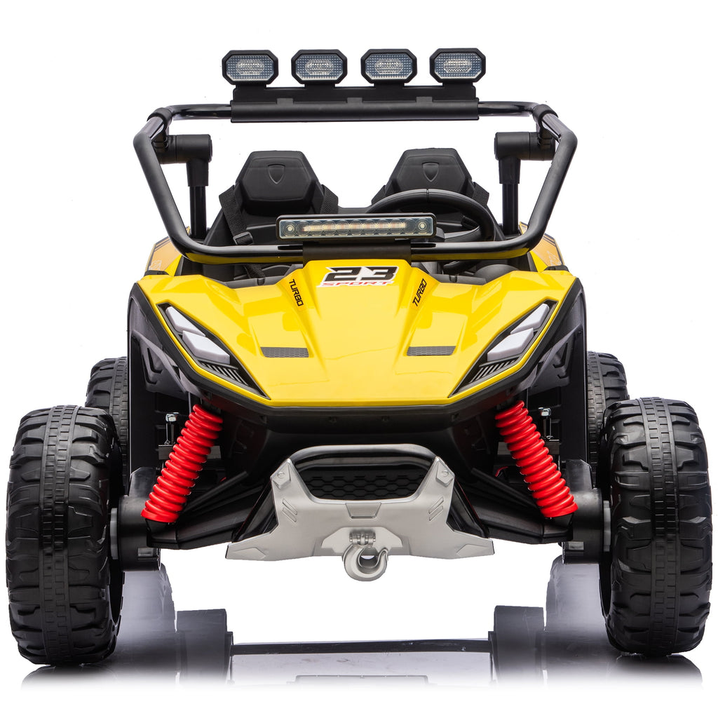 Sunnyfree 24V Ride on Toys 2 Seater UTV for Kids, 4WD 800W Electric Car with Parent Remote Control, LED Lights, Bluetooth Music, Roll Cage, Black