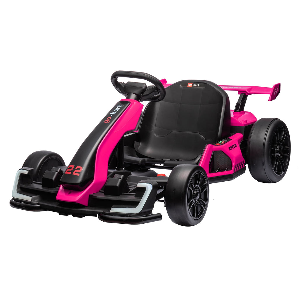 24V Kids Electric Go Kart, 300W Drift Ride-On Car with Dual 150W Motors - Adjustable Seat, 4 Speed Modes, 8.5mph Max, LED Lights, Music & Horn, Safety Belt, Outdoor Racing Toy - Red