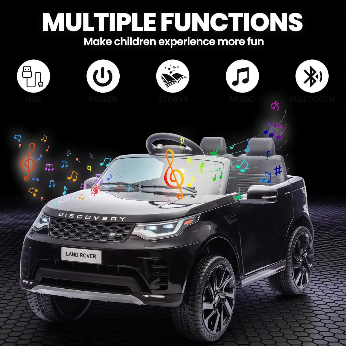 12V 4.5Ah 2-Seater Electric Ride-On Car with Parent Remote Control, Soft Start, 3 Speeds, LED Lights, Music and Safety Belt,White