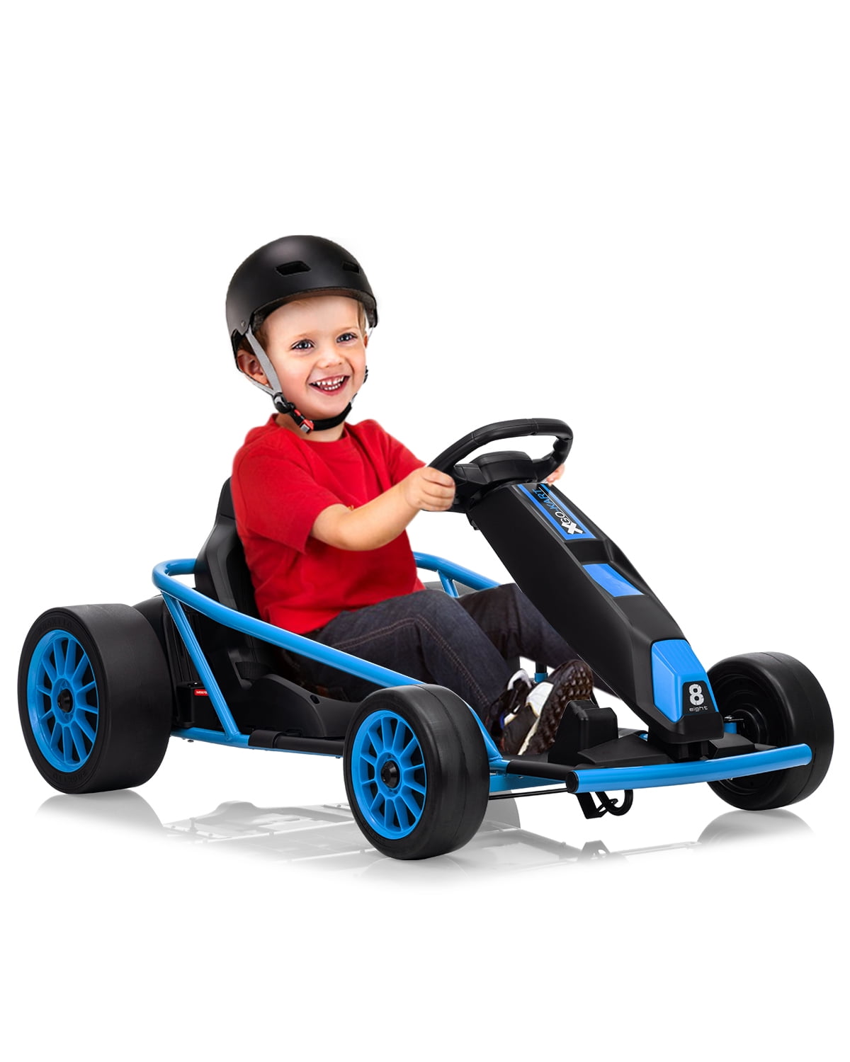 24V Electric Go Kart for Kids 8-12 - Dual 300W Motors, 9Ah Battery, 8MPH High-Speed Drifting, Slow Start, Full Metal Frame, Music, Horn, Power Display, Max Load 155Lbs, Ride-On Toy - Brown
