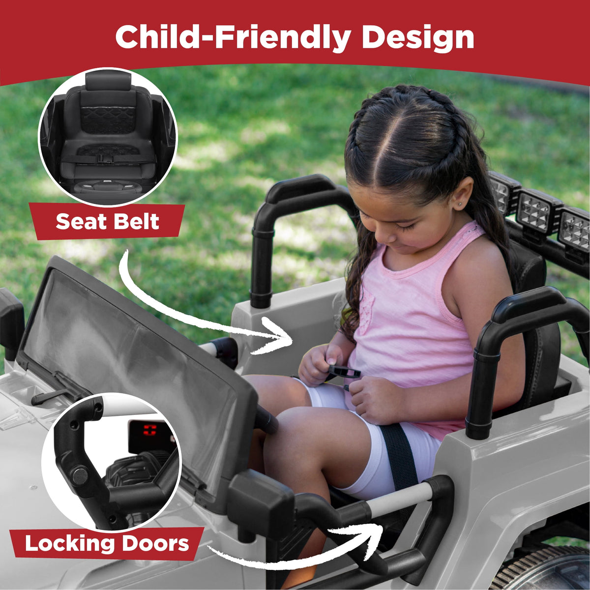 Best Choice Products Kids 24V 2-Seater Electric Ride-On Car Truck w/ Parent Control, Bluetooth, LED Lights - Red