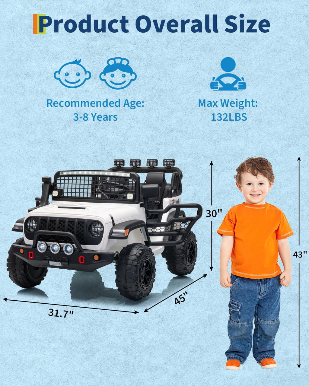 24V 2-Seater Electric Ride-On Car, 2x200W Motors, Parent Remote Control, 4-Wheel Shock Absorbers, 1.8-4 MPH, Bluetooth, LED Lights, 132 Lbs