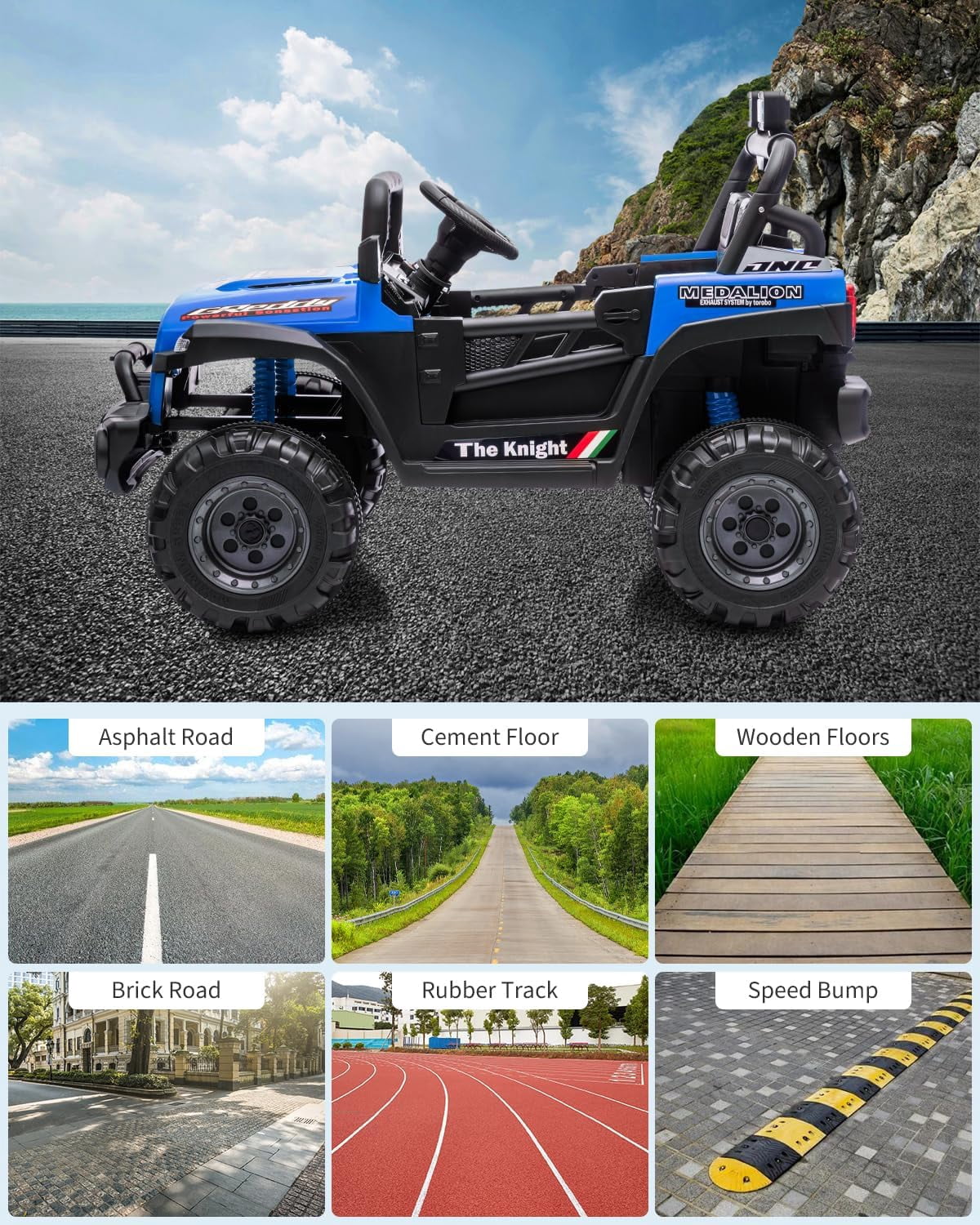 12V Electric Ride-On Truck, 4-Wheel Ride-On Car with Remote Control, 12V 7Ah Battery, Spring Suspension, LED Lights, Music, 66 Lbs