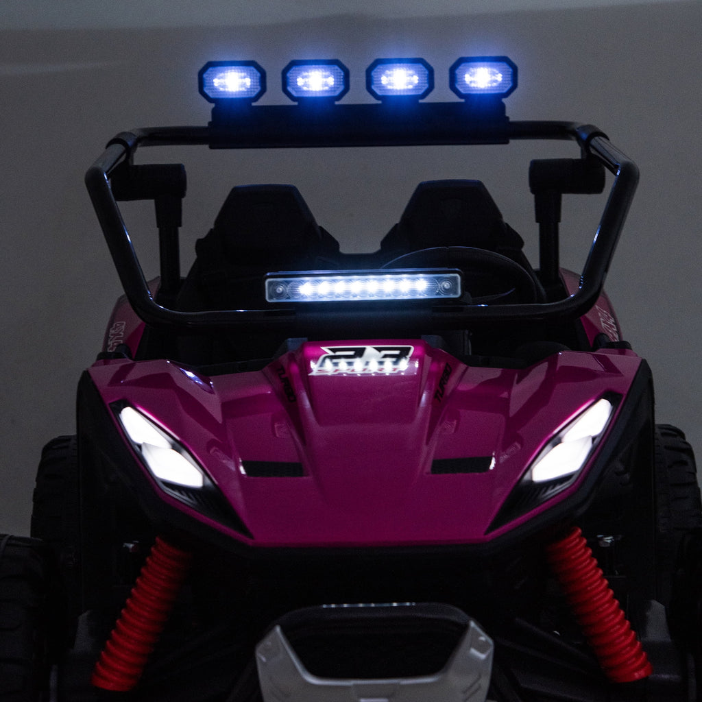 Sunnyfree 24V Ride on Toys 2 Seater UTV for Kids, 4WD 800W Electric Car with Parent Remote Control, LED Lights, Bluetooth Music, Roll Cage, Black