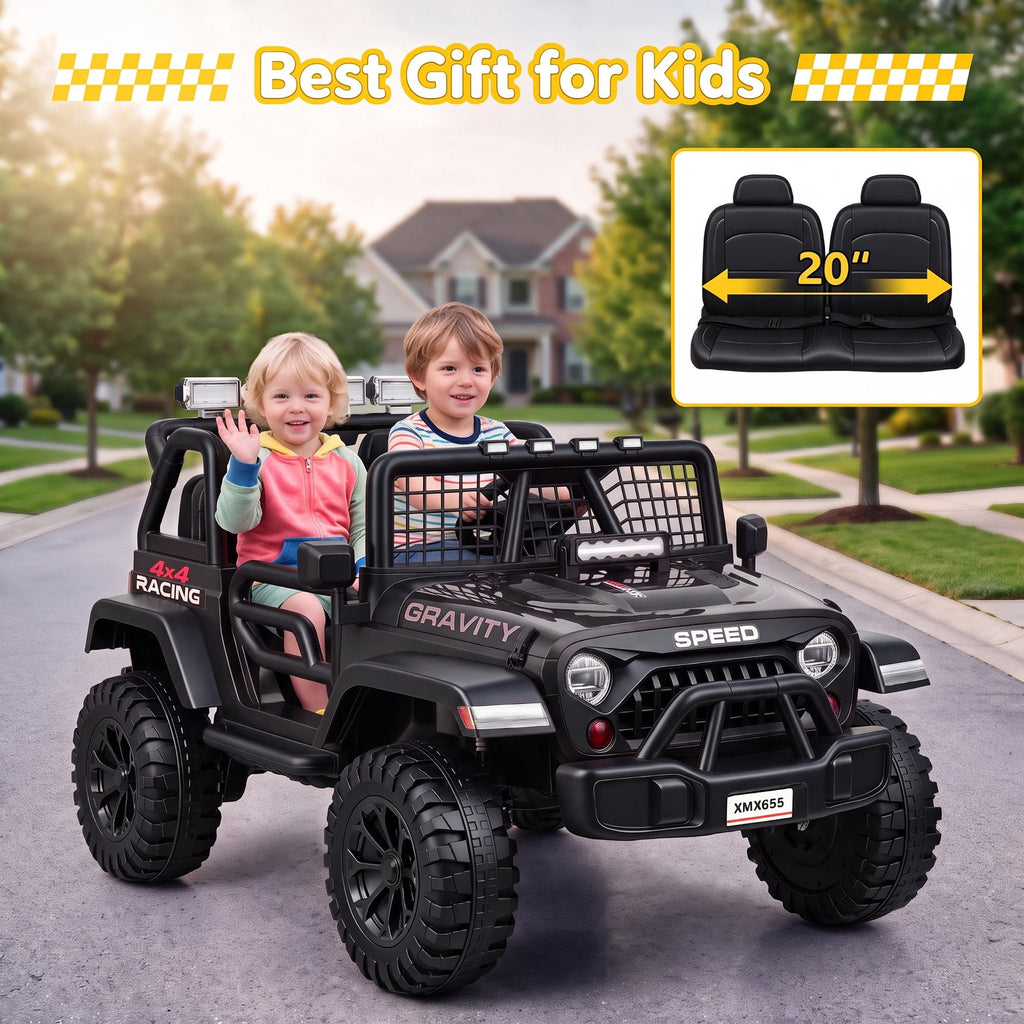 Farmdex 24 Volt 2 Seater Electric Truck Car for Kids, 400W Ride on Cars with Remote Control, Color Led Lights, Bluetooth Music, Spring Suspension,Powered Ride On Toys Gift for Boys & Girls