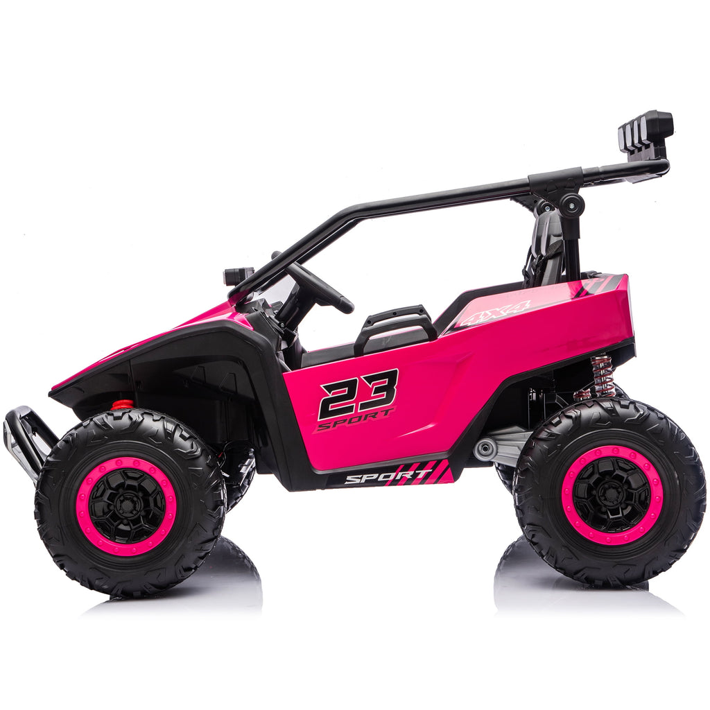 Sunnyfree 24V Ride on Toys 2 Seater UTV for Kids, 4WD 800W Electric Car with Parent Remote Control, LED Lights, Bluetooth Music, Roll Cage, Black