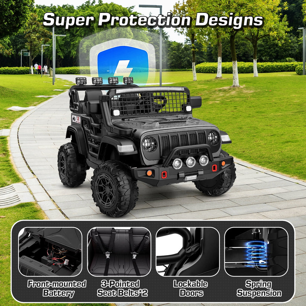 Funcid 24 Volt Ride on Toys, 2-Seater Electric Car, 400W Ride on Cars with Remote Control, Ride on Truck W/ Bluetooth, Music, Power Display, High/Low Speed, Light Control, Suspension, Pink