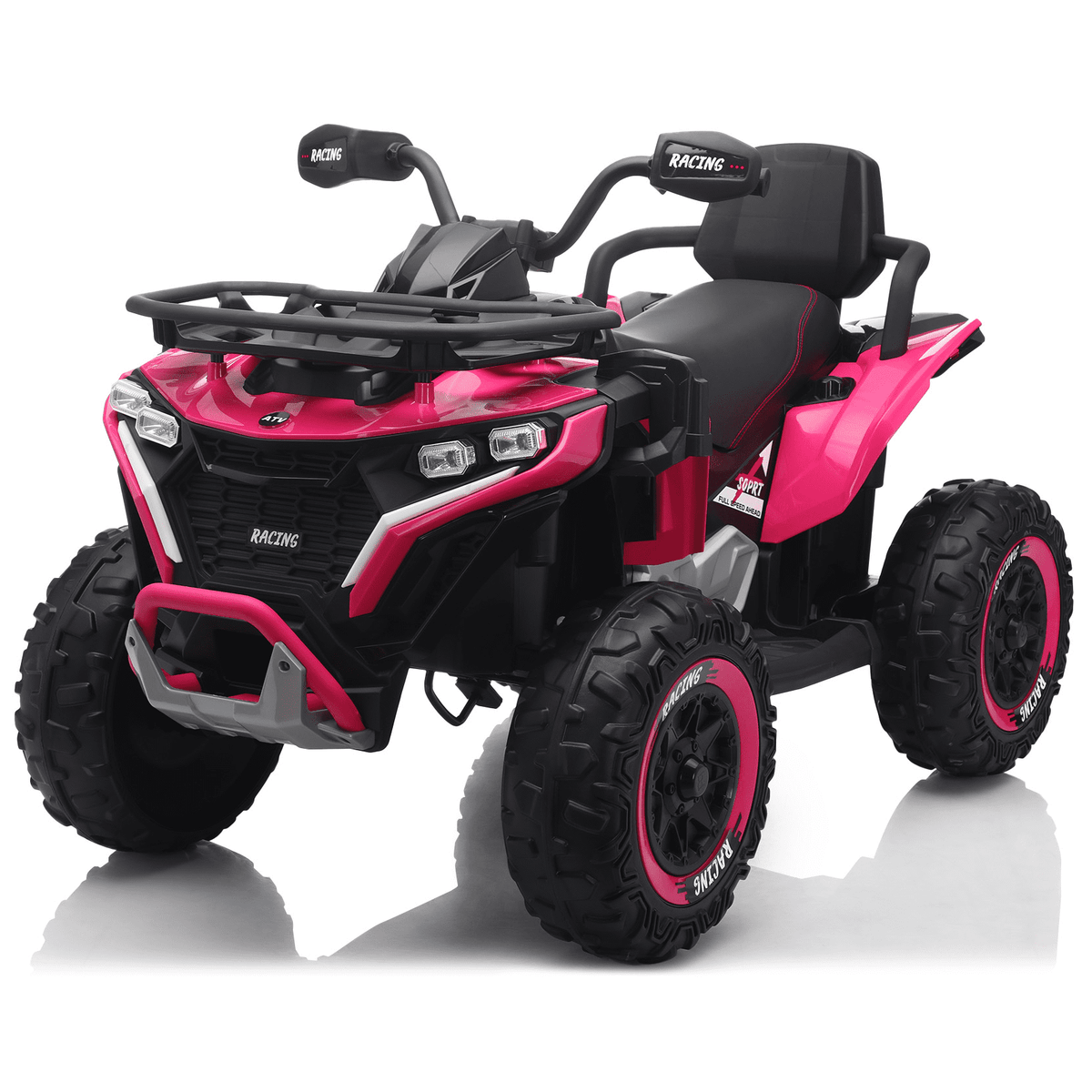 Funride 24 Volt Ride on Toys with Remote Control, Oversized ATV for Kids, 2-Seater 4 Wheeler for Toddlers, Power Car Wheels with Music, Bluetooth, Headlights, EVA Tires, Pink