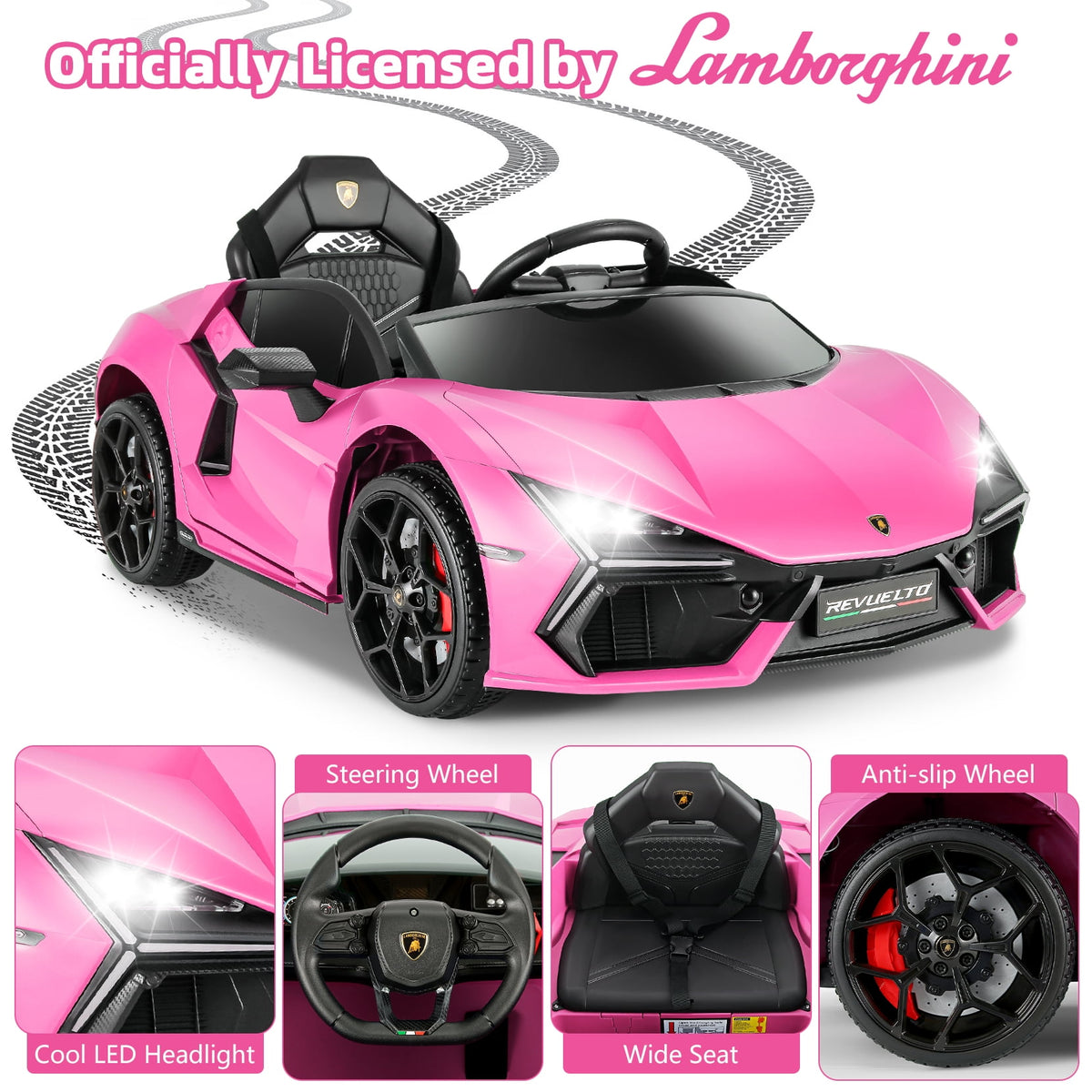 Funcid 24 Volt Ride on Toys, 2-Seater Ride on Cars with Remote Control, 400W Electric Car, Ride on UTV w/ Bluetooth, MP3, Seat Belts, Volume Adjustment, Suspension, Pink