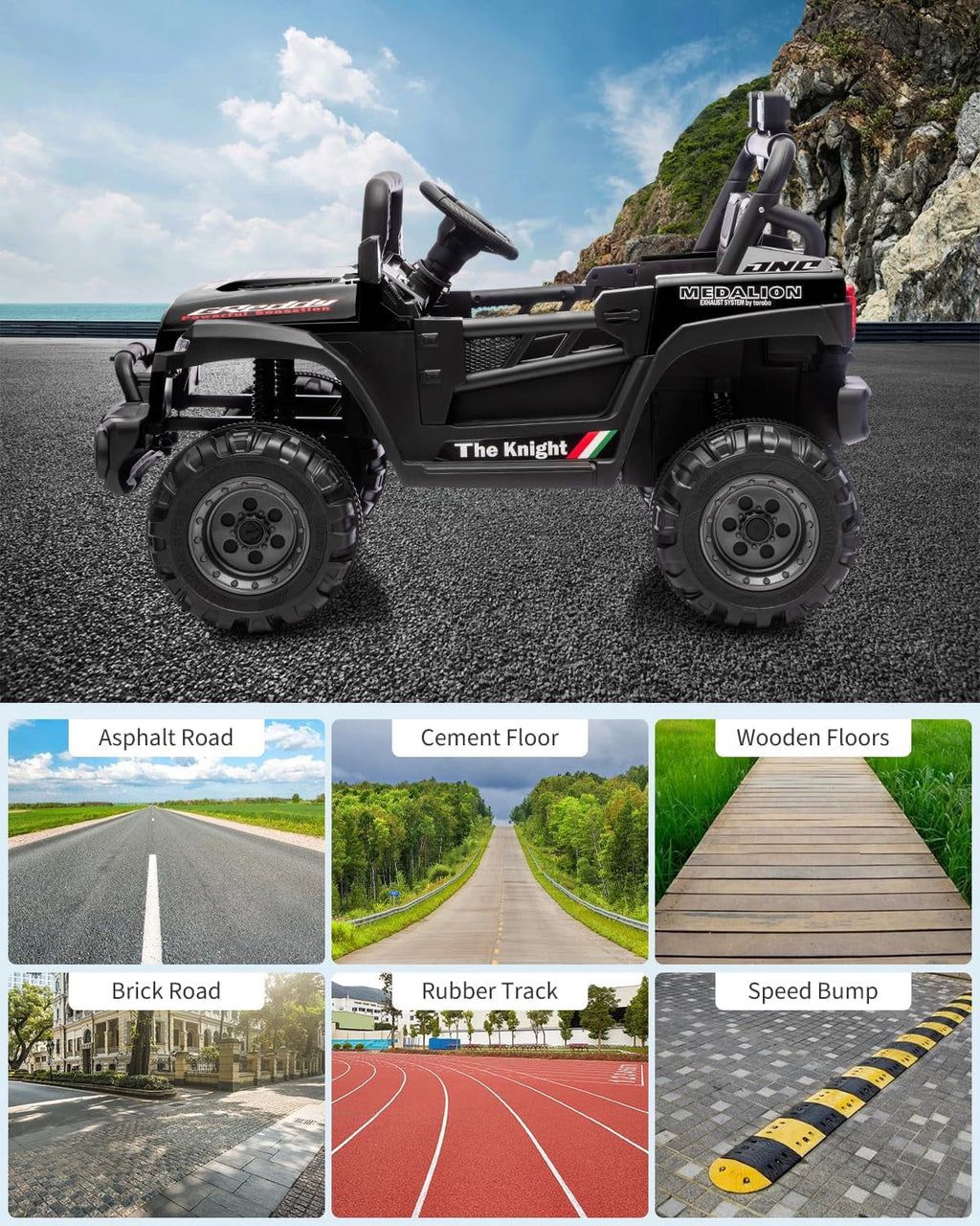 12V Electric Ride-On Truck, 4-Wheel Ride-On Car with Remote Control, 12V 7Ah Battery, Spring Suspension, LED Lights, Music, 66 Lbs