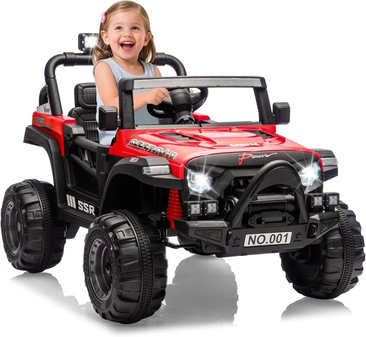12V Electric Ride-On Truck, 4-Wheel Ride-On Car with Parent Remote Control, Dual 35W Motors, Spring Suspension, 3 Speeds, Bluetooth, LED Lights