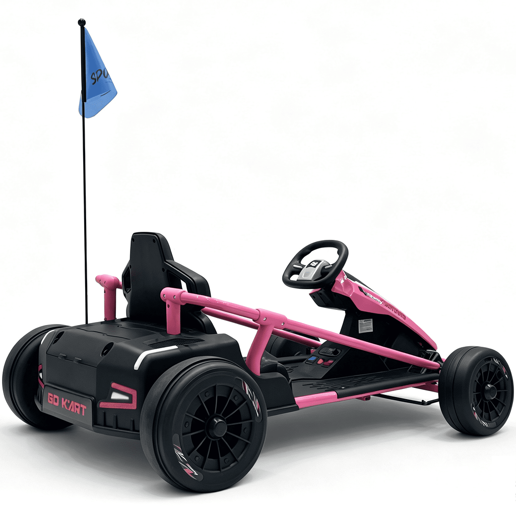 Sunnyfree 24 Volt Ride on Toys for Kids, 14Ah Electric Go Kart with Remote Control, 5–10 MPH, Drift Function, 2×200W Motors, Bluetooth Music, LED Lights, Seat Belt, Blue