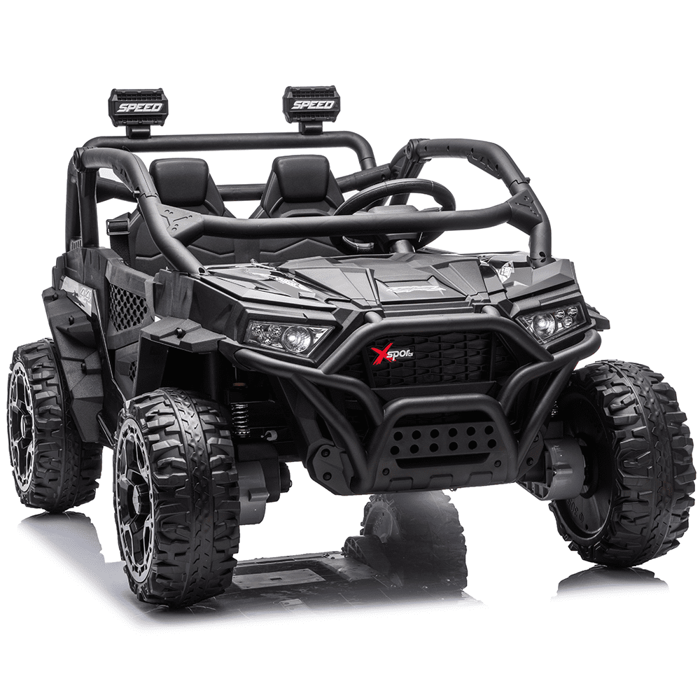 Zukpow 24V Ride Ons for Kids, 2 Seater Electric Car with Remote Control, 4x200W Motors, Power Car Wheels Ride on Toys UTV with Bluetooth Music, USB, Slow Start, LED Lights, Rear Storage Box, Black