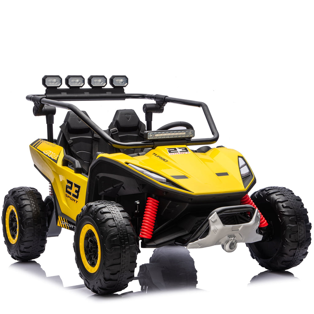 Sunnyfree 24V Ride on Toys 2 Seater UTV for Kids, 4WD 800W Electric Car with Parent Remote Control, LED Lights, Bluetooth Music, Roll Cage, Black