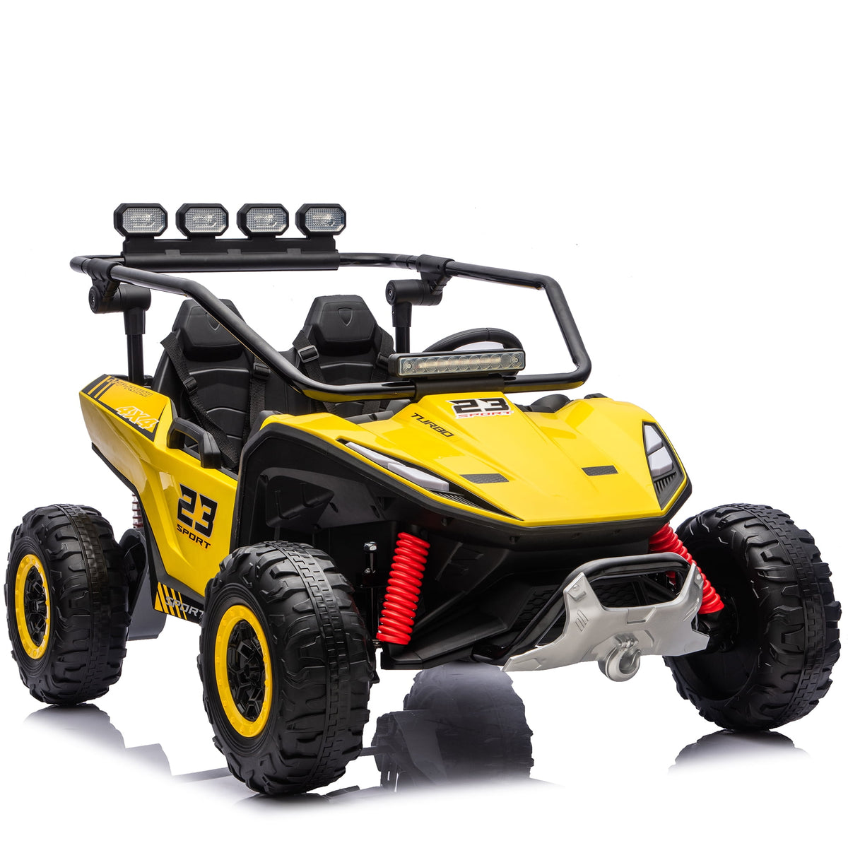 Sunnyfree 24V Ride on Toys 2 Seater UTV for Kids, 4WD 800W Electric Car with Parent Remote Control, LED Lights, Bluetooth Music, Roll Cage, Black