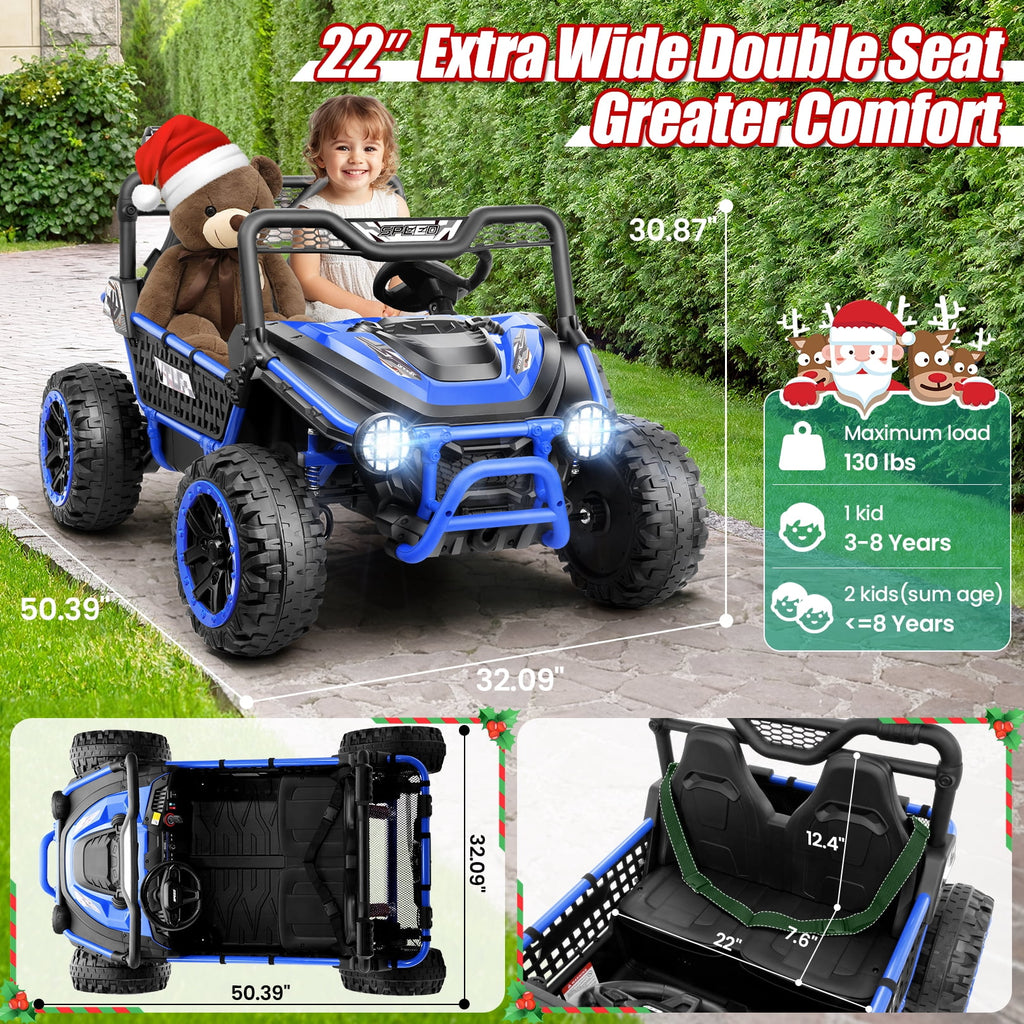 Funcid Metal Frame 24 Volt Ride on Toys, 2-Seater Ride on Cars with Remote Control, Electric Car for Kids, Power UTV Wheels with Key Start, Storage Bag, Bluetooth, Music, Spring Suspension, Pink