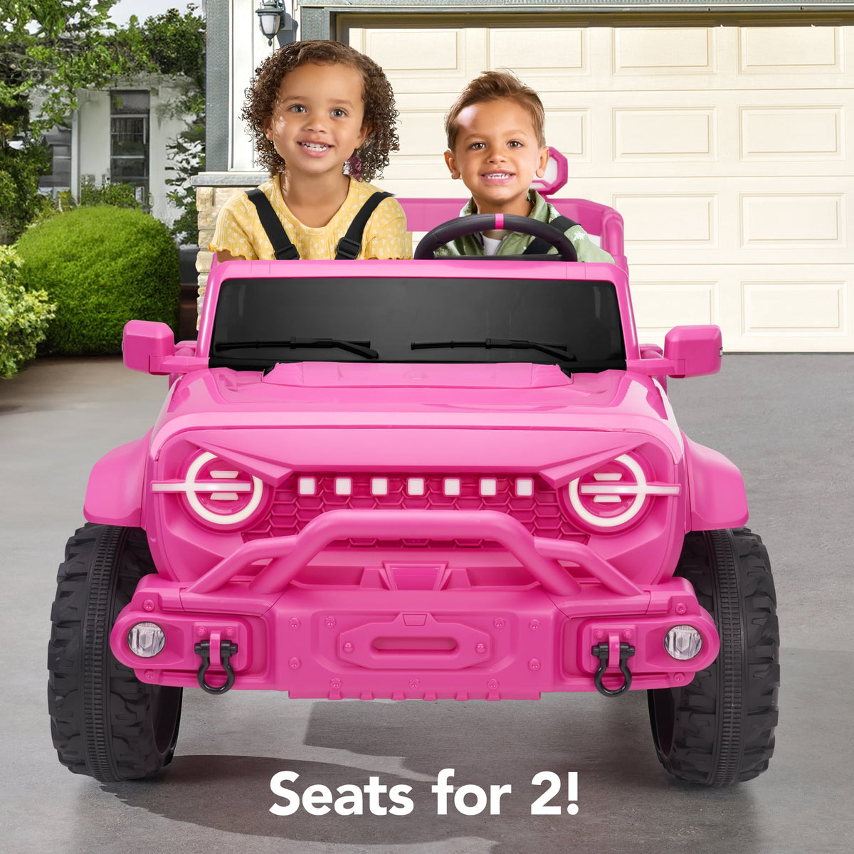 Best Choice Products Kids 24V 2-Seater Electric Ride-On Car Truck w/ Parent Control, Bluetooth, LED Lights - Red