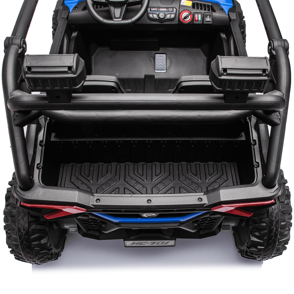 Zukpow 24V Ride Ons for Kids, 2 Seater Electric Car with Remote Control, 4x200W Motors, Power Car Wheels Ride on Toys UTV with Bluetooth Music, USB, Slow Start, LED Lights, Rear Storage Box, Black