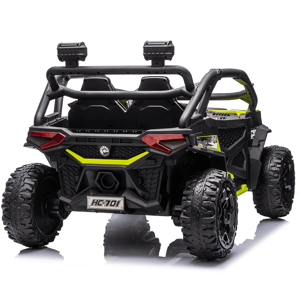 Zukpow 24V Ride Ons for Kids, 2 Seater Electric Car with Remote Control, 4x200W Motors, Power Car Wheels Ride on Toys UTV with Bluetooth Music, USB, Slow Start, LED Lights, Rear Storage Box, Black