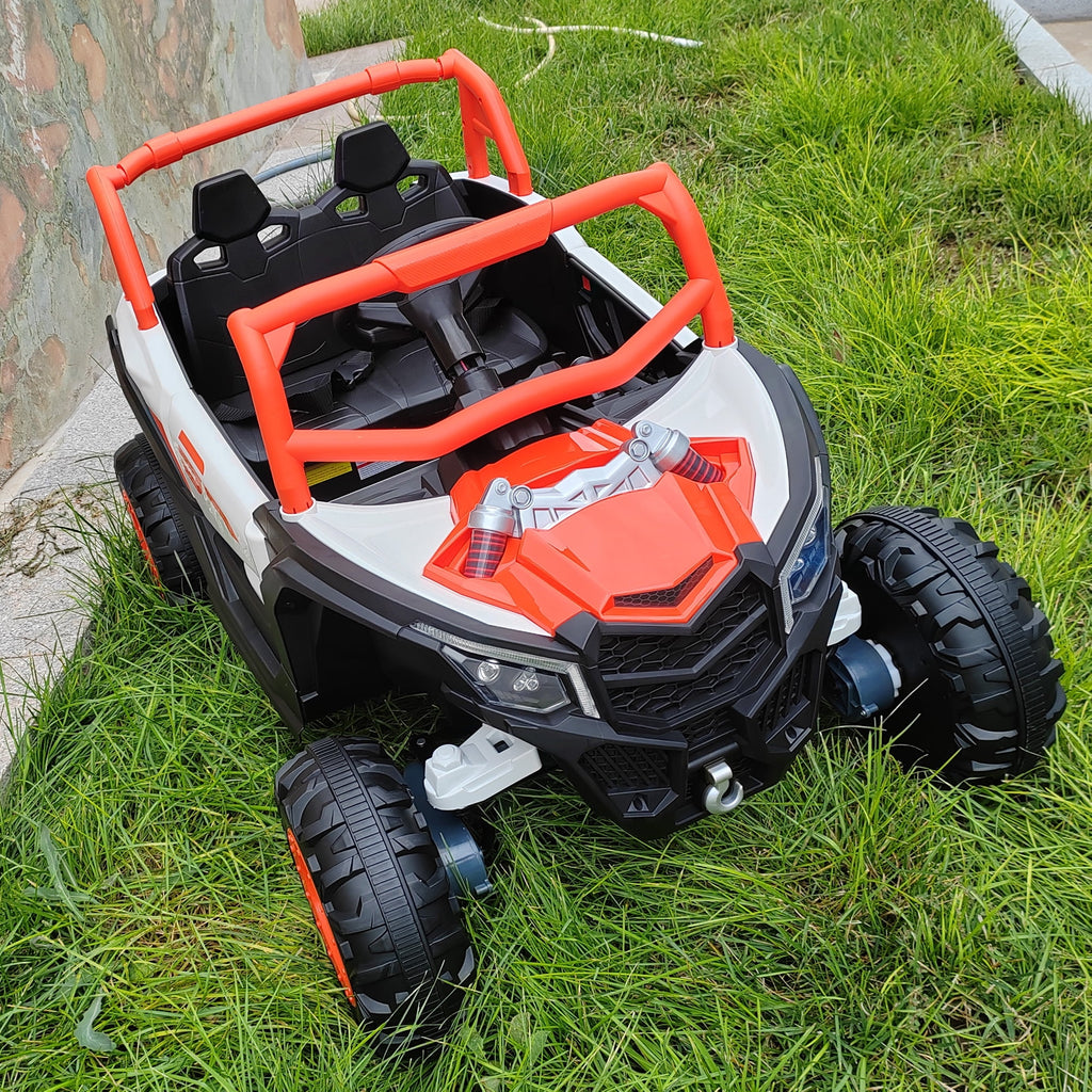 Sunnyfree 24 Volt Ride on Toys, 4WD Electric Car for Kids, Power Car Wheels with Remote Control, Bluetooth, Spring Suspension, LED Light, Pink