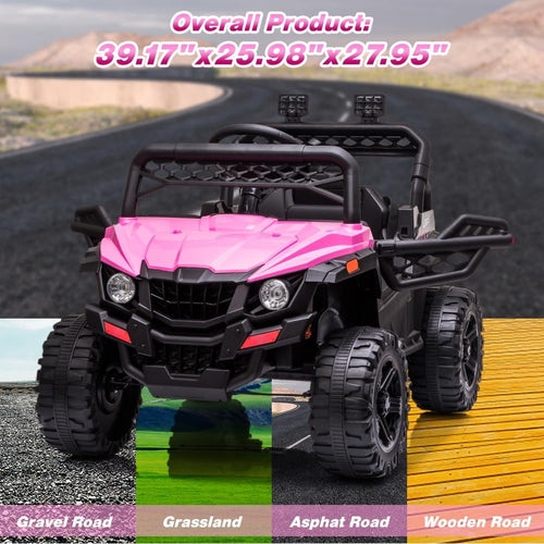 12V Ride-On Electric Car with Trunk, Remote Control, Spring Suspension, Locking Door, 3 Speeds, LED Headlights, Music, USB & AUX, Electric Vehicle for Ages 3+,Pink
