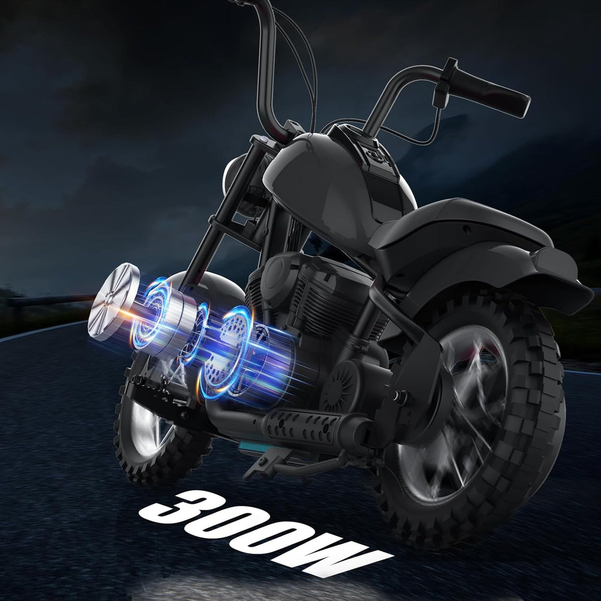 24V Electric Dirt Bike, 300W Chain-Driven Motor, Up to 15 MPH, 2-Speed, 10-Mile Range, 12" Air-Filled Rubber Tires, Leather Seat, Hand Brake, LED Lights, 150 Lbs