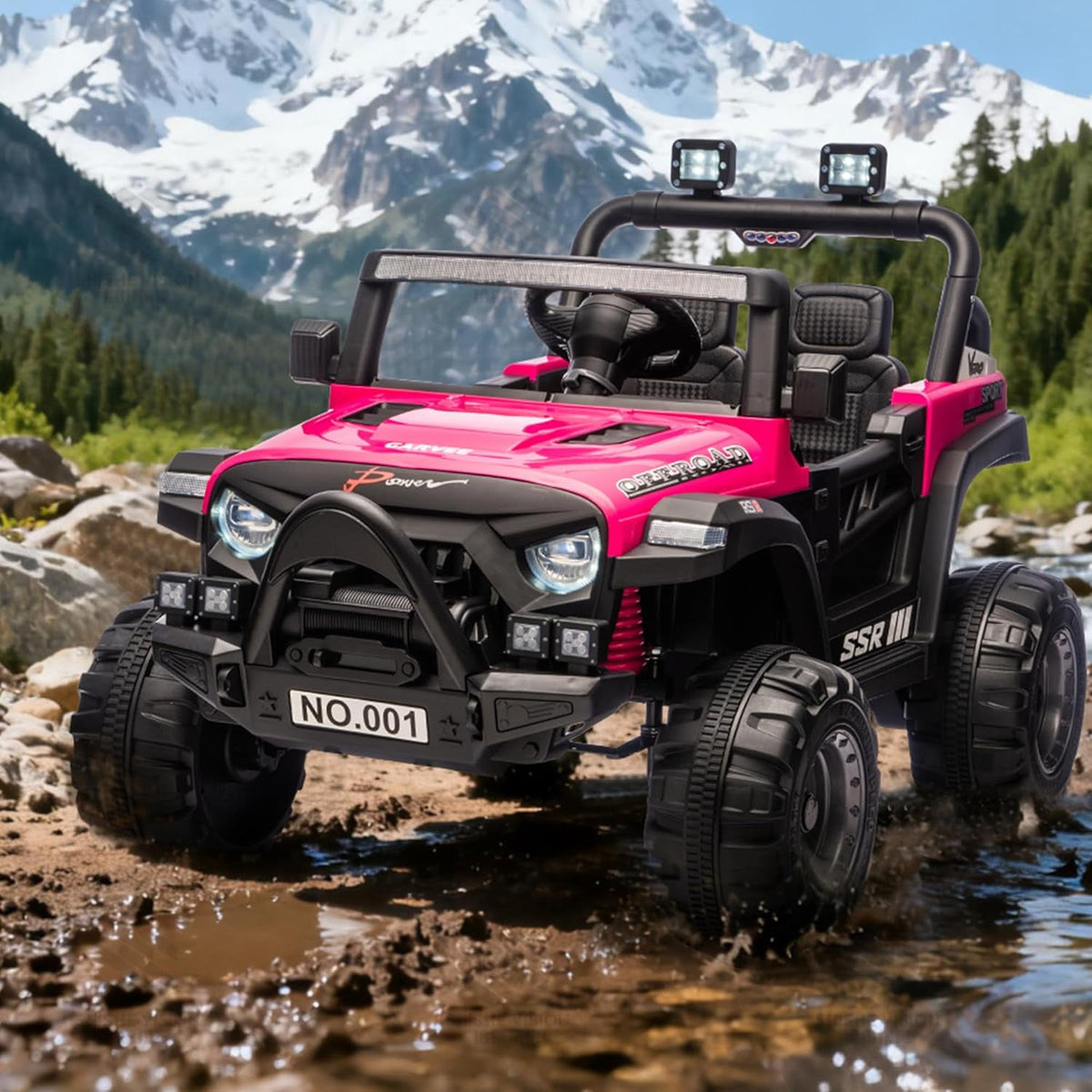 12V Electric Ride-On Truck, 4-Wheel Ride-On Car with Parent Remote Control, Dual 35W Motors, Spring Suspension, 3 Speeds, Bluetooth, LED Lights