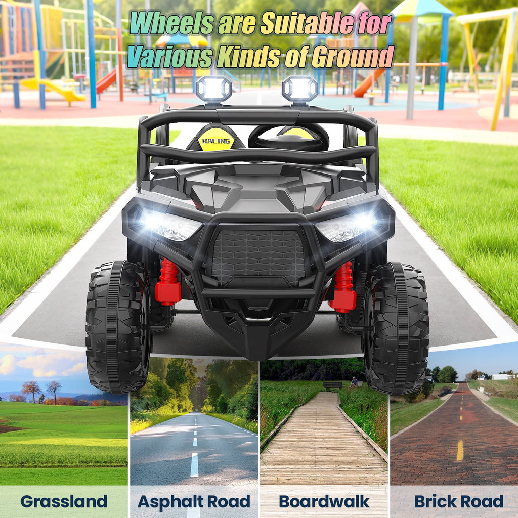 VIBESPARK 24 Volt 2 Seater Ride on Toys for Kids, Powered Ride on Cars with Remote Control, Electric UTV Car for 3-8 Boys Girls Gift w/ Bluetooth, LED Light, Music, Green