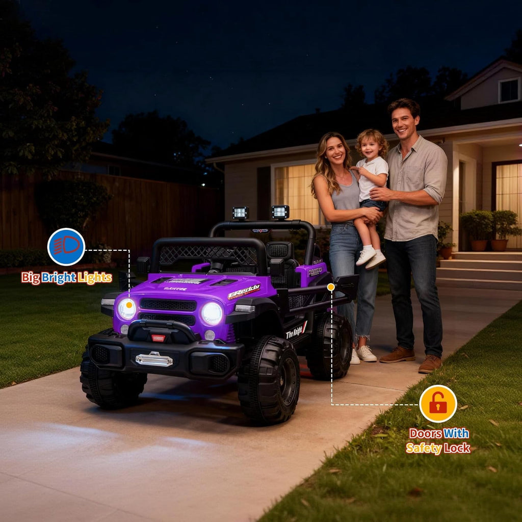 12V Electric Ride-On Truck, 4-Wheel Ride-On Car with Remote Control, 12V 7Ah Battery, Spring Suspension, LED Lights, Music, 66 Lbs