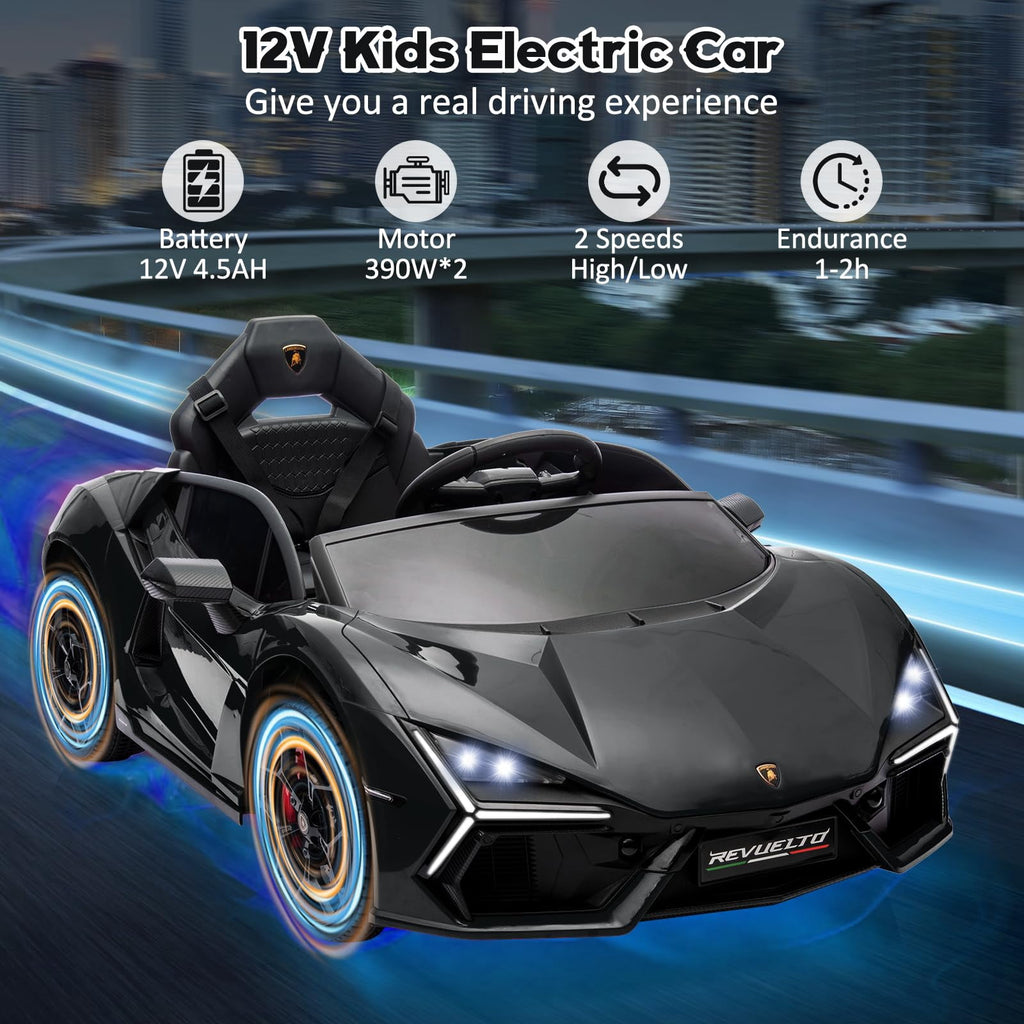 Towallmark 12V Ride On Car for Kids, Licensed Lamborghini Revuelto Electric Vehicle, Battery Powered Sports Car Toy for Boys & Girls,Kids Christmas Gifts