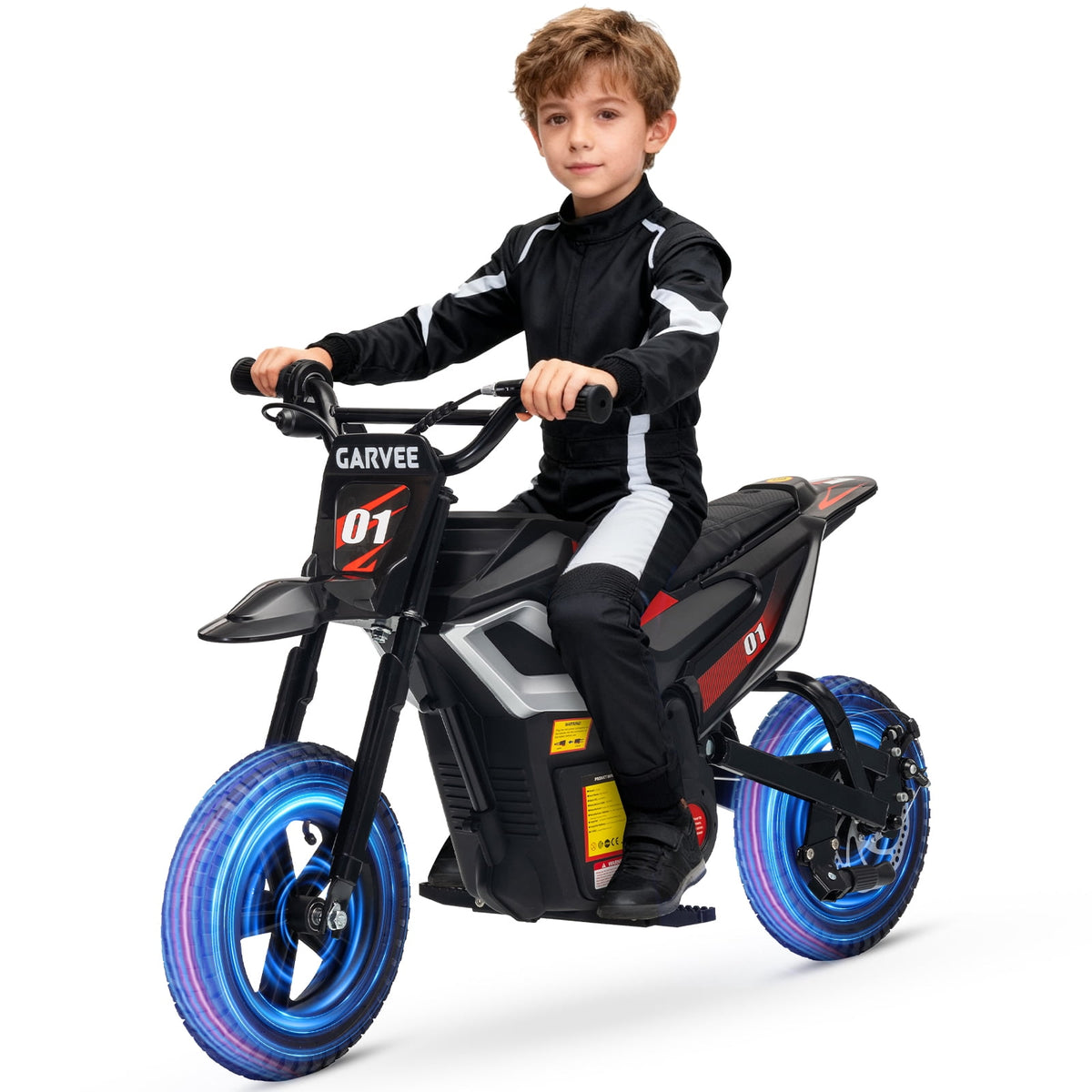 24V Kids Electric Dirt Bike, 350W Battery Powered Motorcycle with 12 Inch Fat Tires Rear Suspension Twist Throttle for Teens