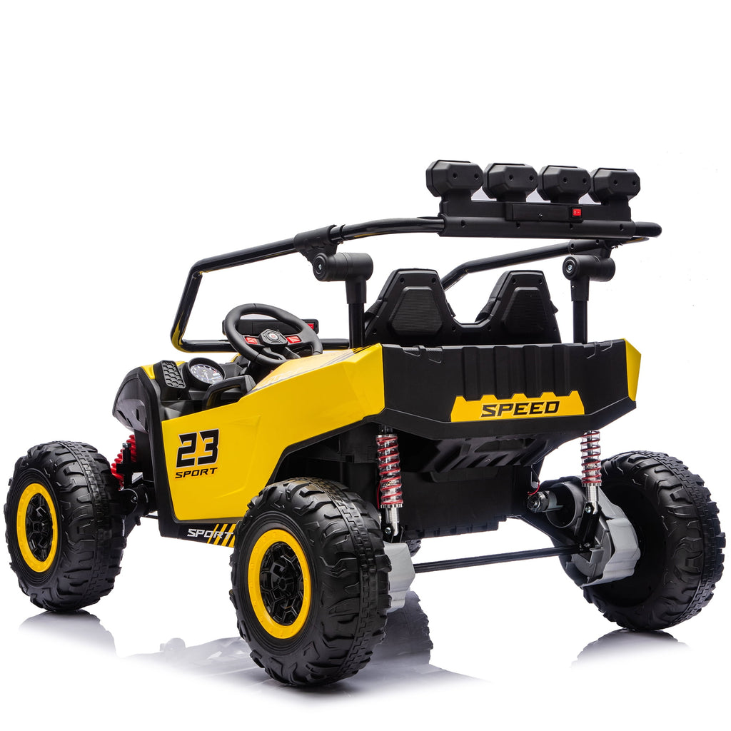 Sunnyfree 24V Ride on Toys 2 Seater UTV for Kids, 4WD 800W Electric Car with Parent Remote Control, LED Lights, Bluetooth Music, Roll Cage, Black