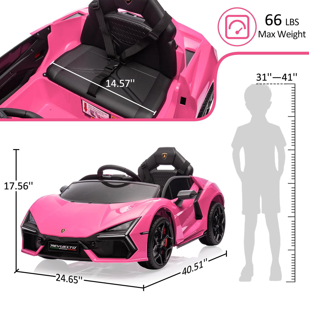 Towallmark 12V Ride On Car for Kids, Licensed Lamborghini Revuelto Electric Vehicle, Battery Powered Sports Car Toy for Boys & Girls,Kids Christmas Gifts