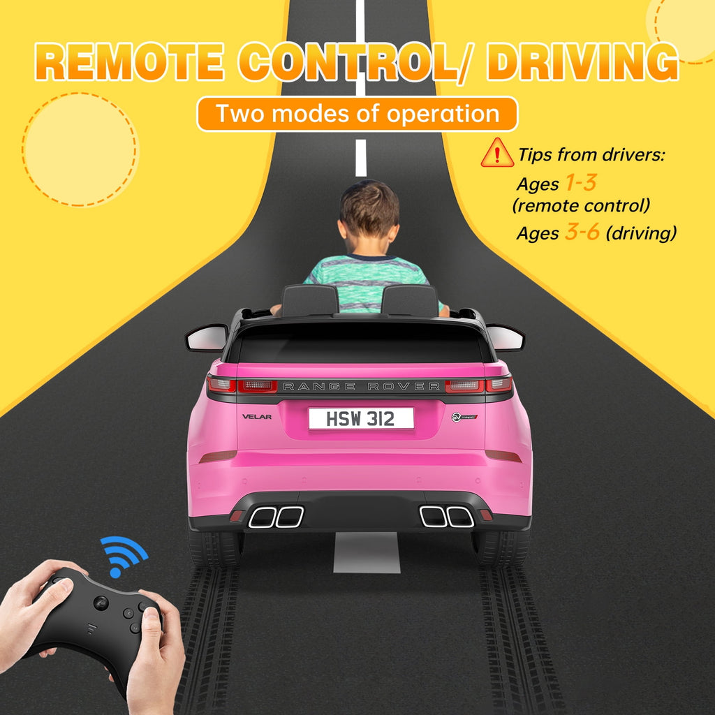 Licensed Land Rover 12V Kids Ride-On Electric Car – Remote Control, MP3, Rocking Mode, Pull Rod, Battery Powered Vehicle for Ages 4-8 – Toy Gift for Boys & Girls, Black